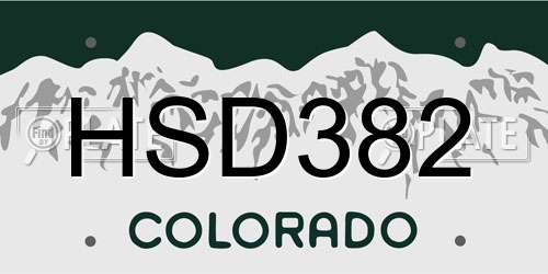 HSD382 Colorado License Plate