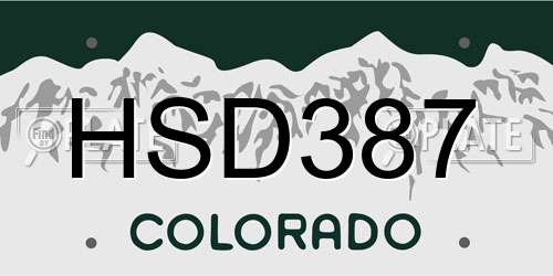 HSD387 Colorado License Plate