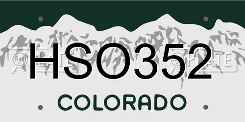 HSO352 Colorado License Plate