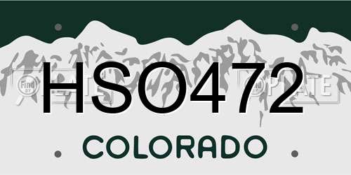 HSO472 Colorado License Plate
