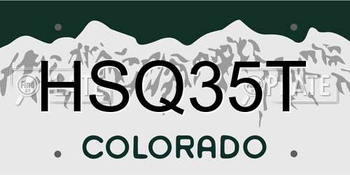 HSQ35T Colorado License Plate