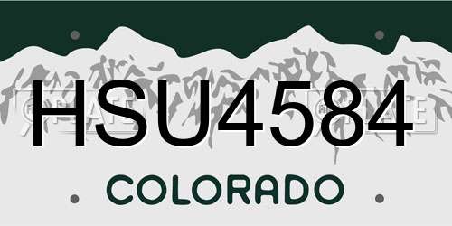 HSU4584 Colorado License Plate