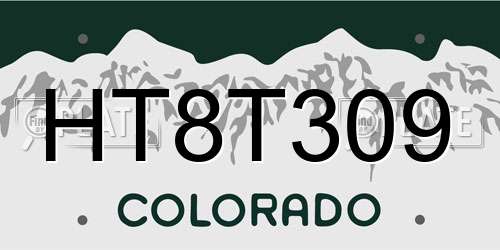 HT8T309 Colorado License Plate