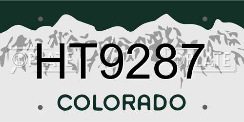 HT9287 Colorado License Plate