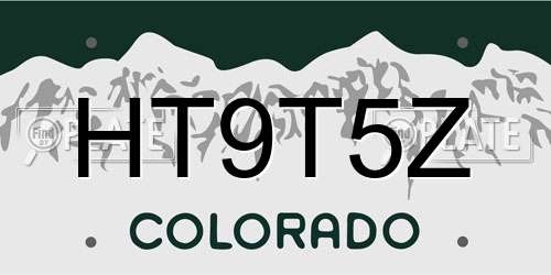HT9T5Z Colorado License Plate