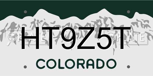 HT9Z5T Colorado License Plate