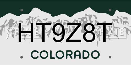 HT9Z8T Colorado License Plate