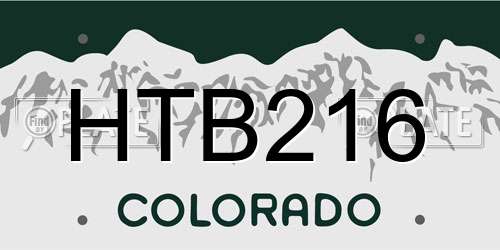 HTB216 Colorado License Plate