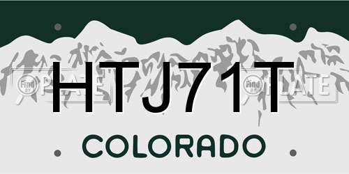 HTJ71T Colorado License Plate