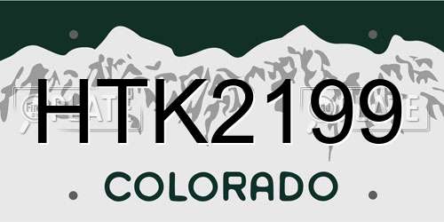 HTK2199 Colorado License Plate