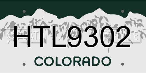 HTL9302 Colorado License Plate