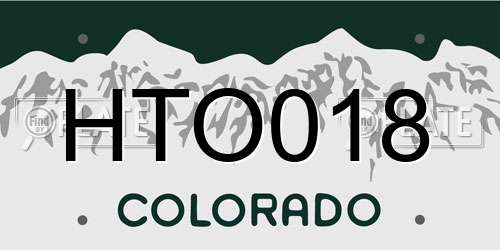 HTO018 Colorado License Plate