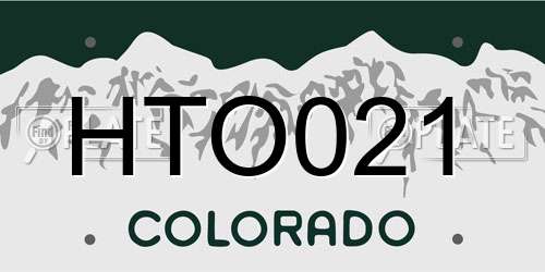 HTO021 Colorado License Plate