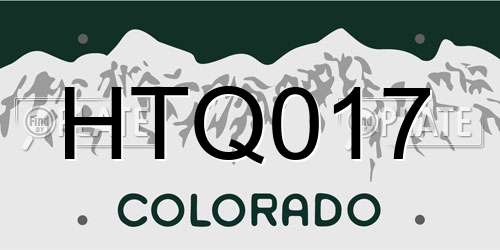 HTQ017 Colorado License Plate