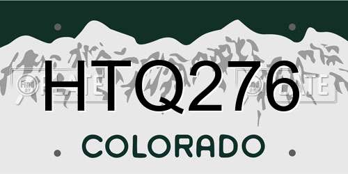 HTQ276 Colorado License Plate
