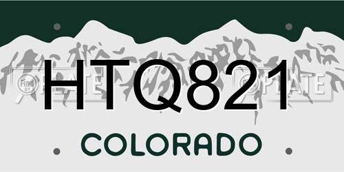 HTQ821 Colorado License Plate