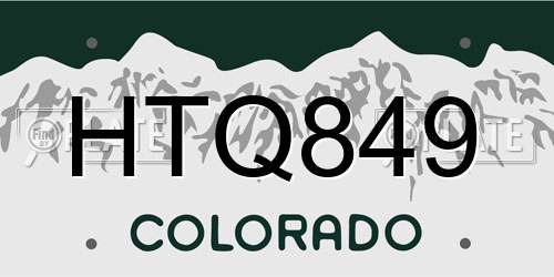 HTQ849 Colorado License Plate