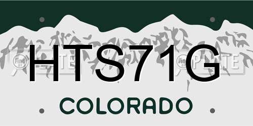 HTS71G Colorado License Plate