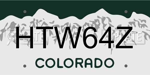 HTW64Z Colorado License Plate