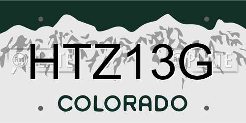 HTZ13G Colorado License Plate
