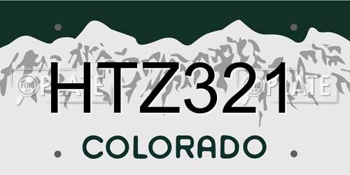 HTZ321 Colorado License Plate