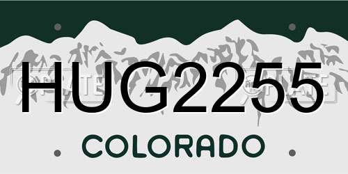 HUG2255 Colorado License Plate