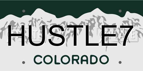 HUSTLE7 Colorado License Plate