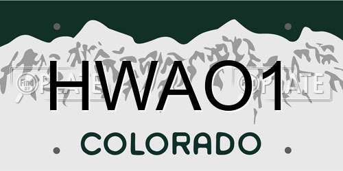 HWAO1 Colorado License Plate