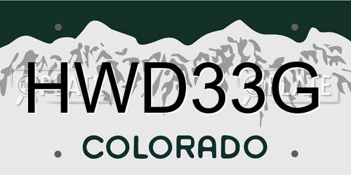 HWD33G Colorado License Plate