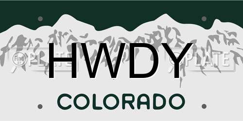 HWDY Colorado License Plate