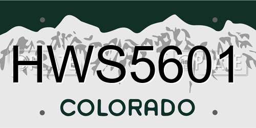 HWS5601 Colorado License Plate
