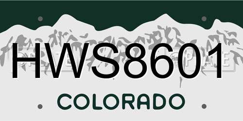 HWS8601 Colorado License Plate