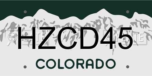 HZCD45 Colorado License Plate