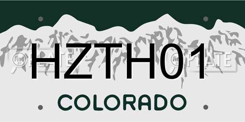 HZTH01 Colorado License Plate