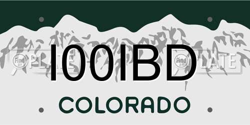 I00IBD Colorado License Plate