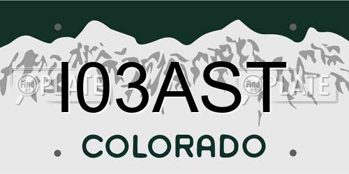 I03AST Colorado License Plate