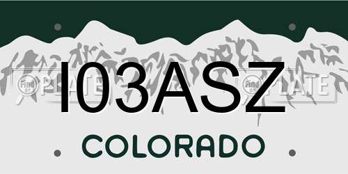 I03ASZ Colorado License Plate