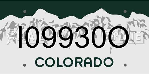 I09930O Colorado License Plate