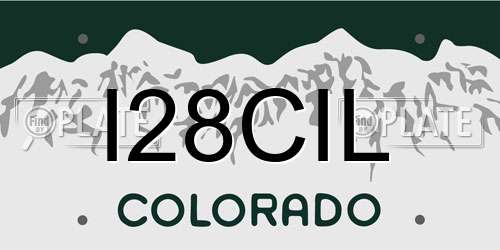 I28CIL Colorado License Plate