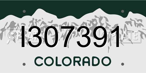 I307391 Colorado License Plate