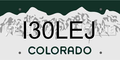 I30LEJ Colorado License Plate