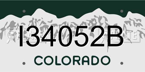 I34052B Colorado License Plate