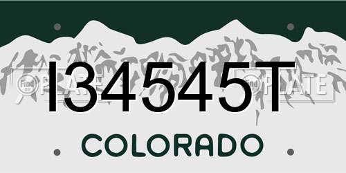 I34545T Colorado License Plate