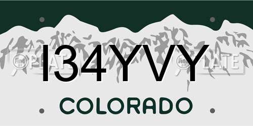 I34YVY Colorado License Plate