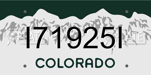 I71925I Colorado License Plate