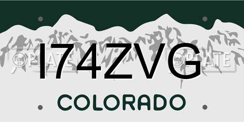I74ZVG Colorado License Plate
