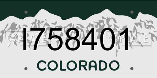 I758401 Colorado License Plate