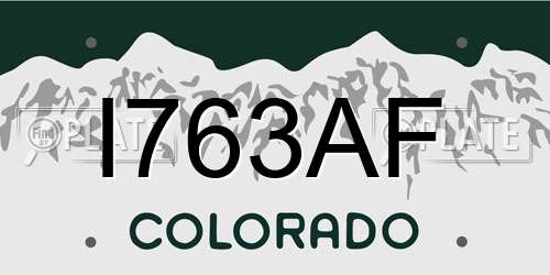 I763AF Colorado License Plate