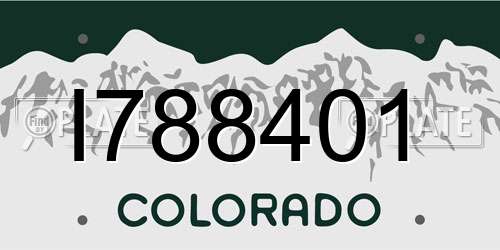 I788401 Colorado License Plate