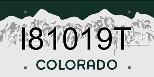 I81019T Colorado License Plate